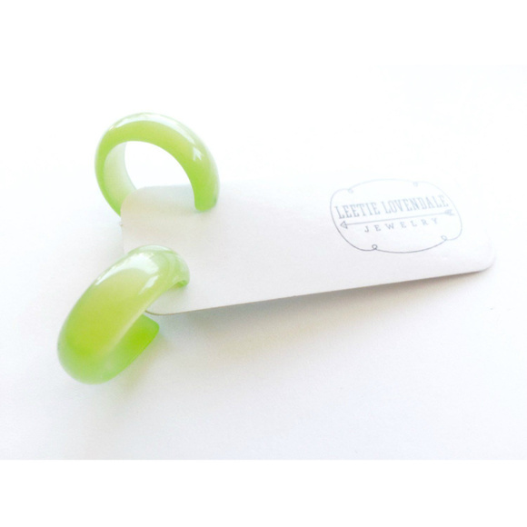 Lime Green Moonglow Small Simple Hoop Earrings - Picture 2 of 5